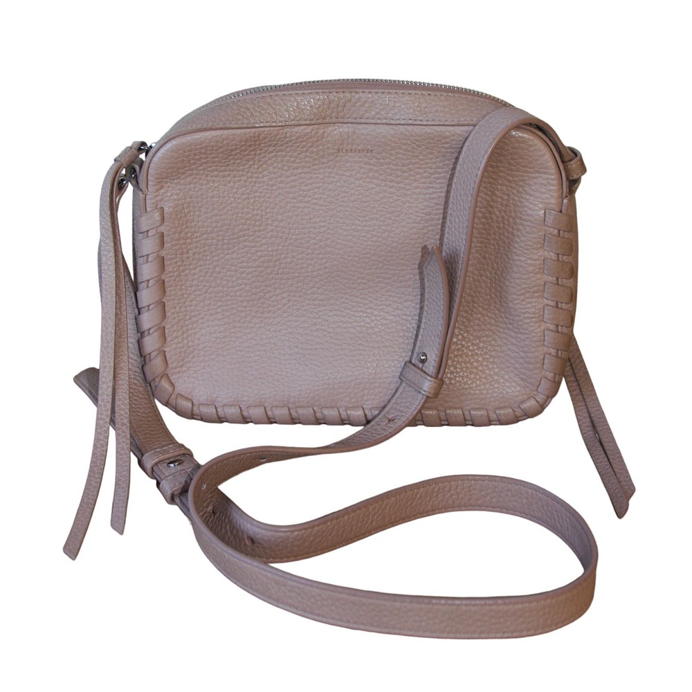 All Saints Square Leather Crossbody Bag Purse Blush Mauve Pink